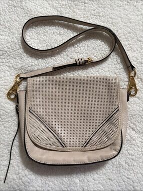 She+Lo Beige colored Perforated Leather Crossbody Bag